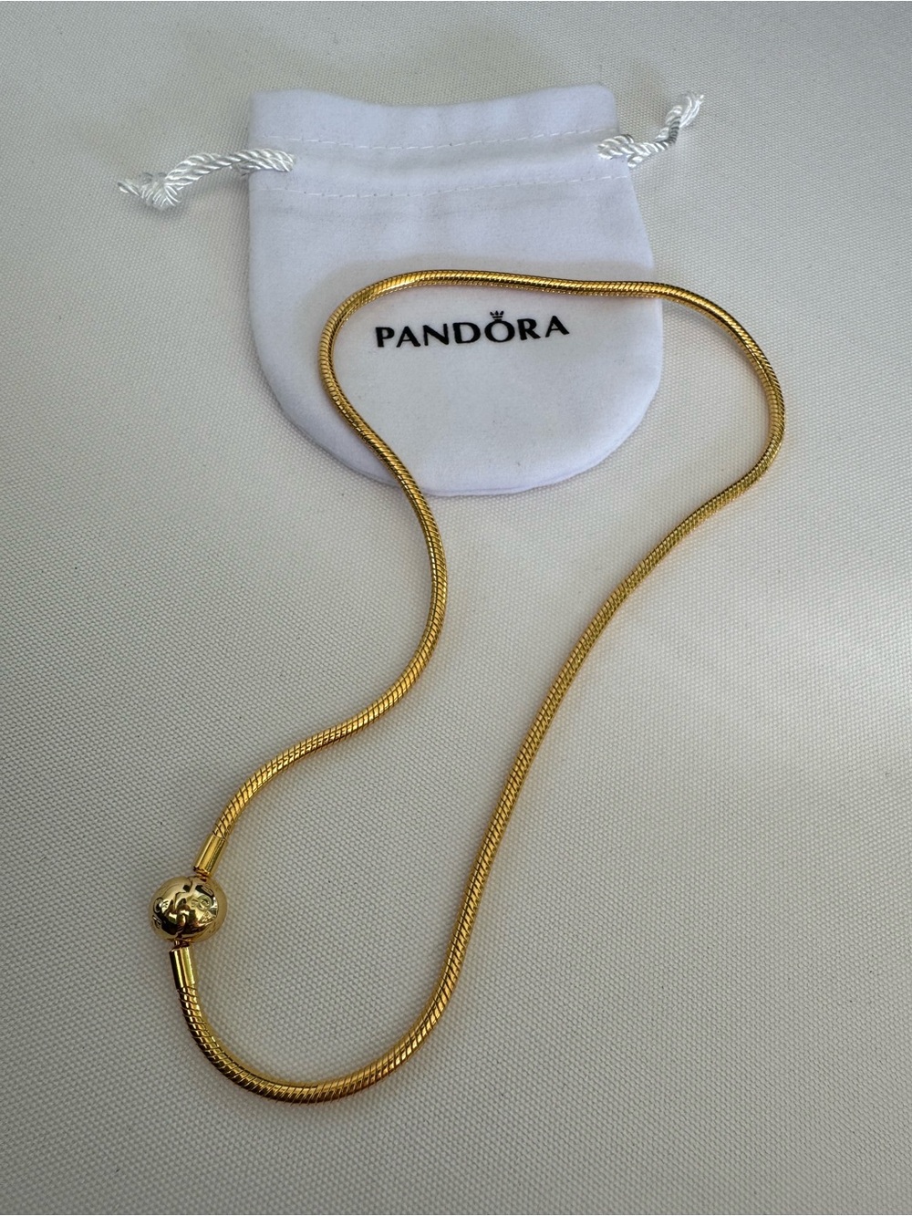 Pandora Gold Snake Chain Necklace - Gold Tone